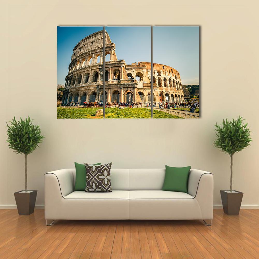 View Of Colosseum In Rome Canvas Wall Art-3 Horizontal-Gallery Wrap-37" x 24"-Tiaracle