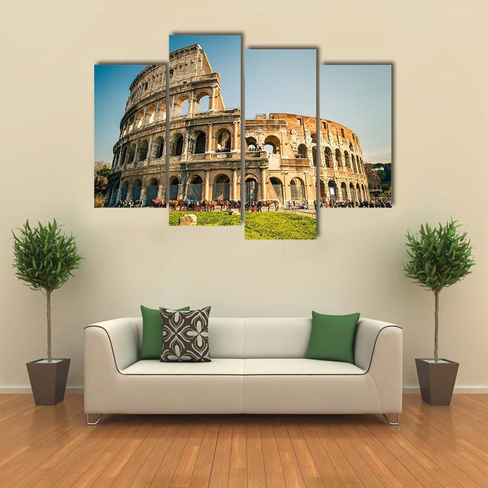 View Of Colosseum In Rome Canvas Wall Art-4 Pop-Gallery Wrap-50" x 32"-Tiaracle