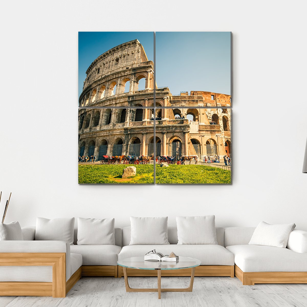 View Of Colosseum In Rome Canvas Wall Art-4 Square-Gallery Wrap-17" x 17"-Tiaracle