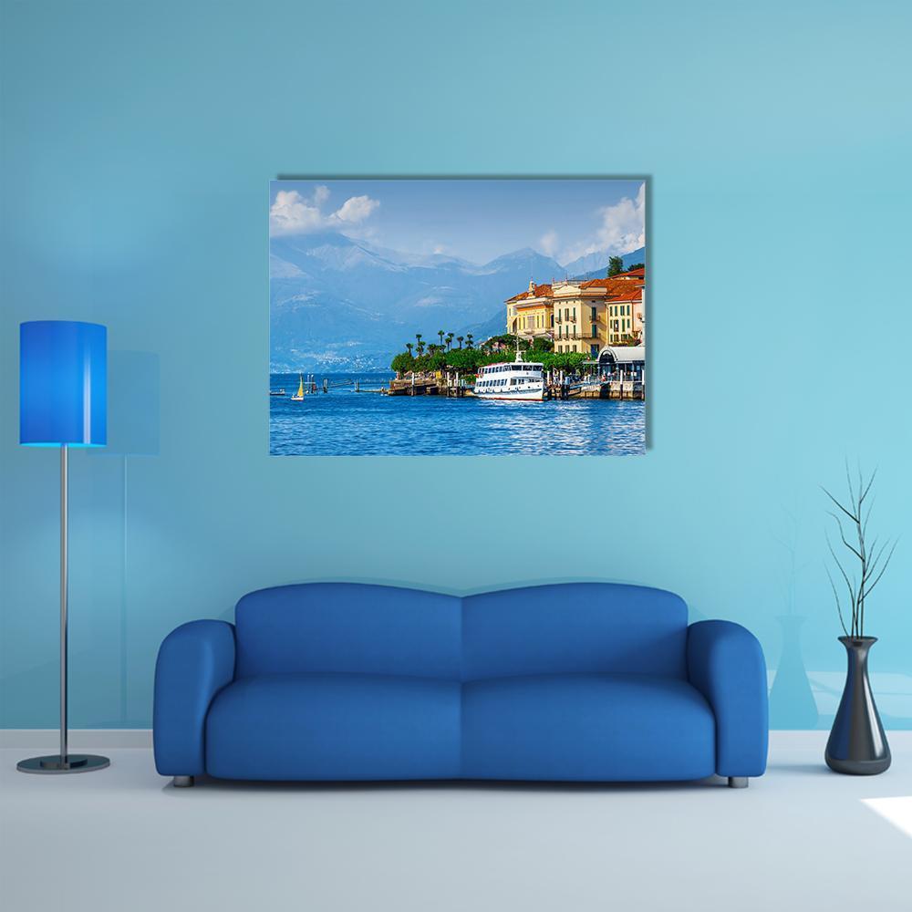 View Of Como Lake Canvas Wall Art-1 Piece-Gallery Wrap-48" x 32"-Tiaracle