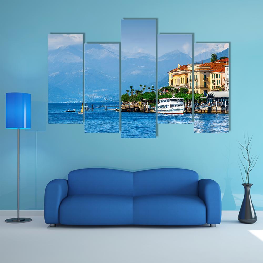 View Of Como Lake Canvas Wall Art-5 Pop-Gallery Wrap-47" x 32"-Tiaracle