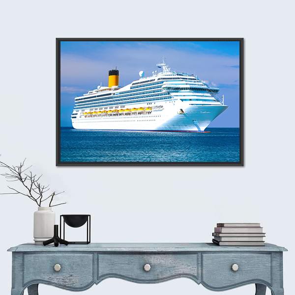 View Of Cruise Ship Canvas Wall Art-1 Piece-Floating Frame-24" x 16"-Tiaracle