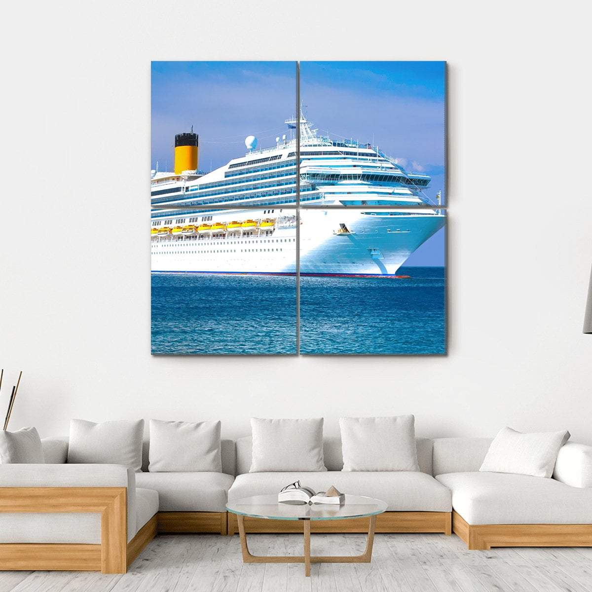 View Of Cruise Ship Canvas Wall Art-4 Square-Gallery Wrap-17" x 17"-Tiaracle
