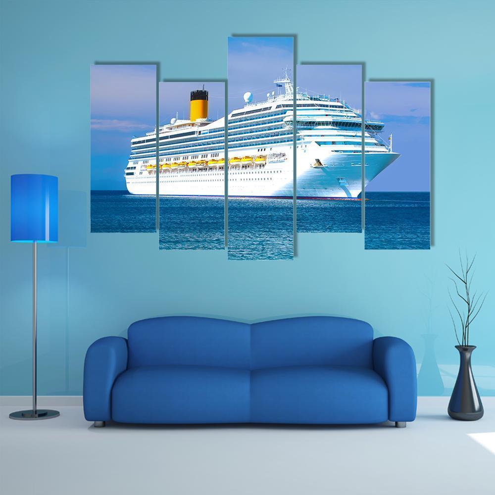 View Of Cruise Ship Canvas Wall Art-5 Pop-Gallery Wrap-47" x 32"-Tiaracle