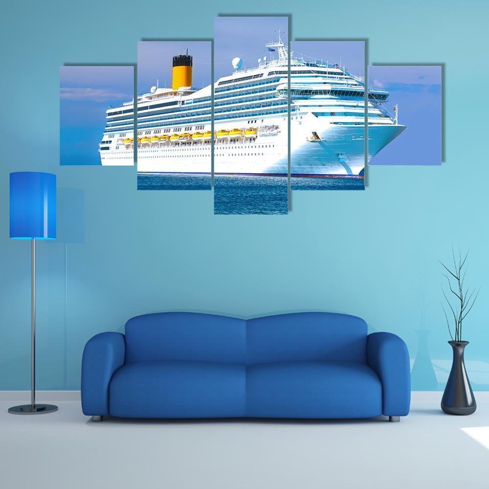 View Of Cruise Ship Canvas Wall Art-5 Star-Gallery Wrap-62" x 32"-Tiaracle