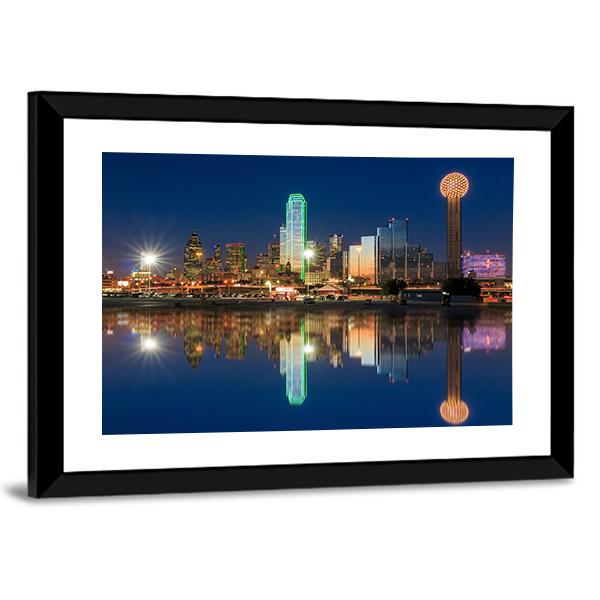View Of Dallas Skyline Canvas Wall Art-3 Horizontal-Gallery Wrap-25&quot; x 16&quot;-Tiaracle