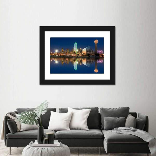 View Of Dallas Skyline Canvas Wall Art-3 Horizontal-Gallery Wrap-25&quot; x 16&quot;-Tiaracle