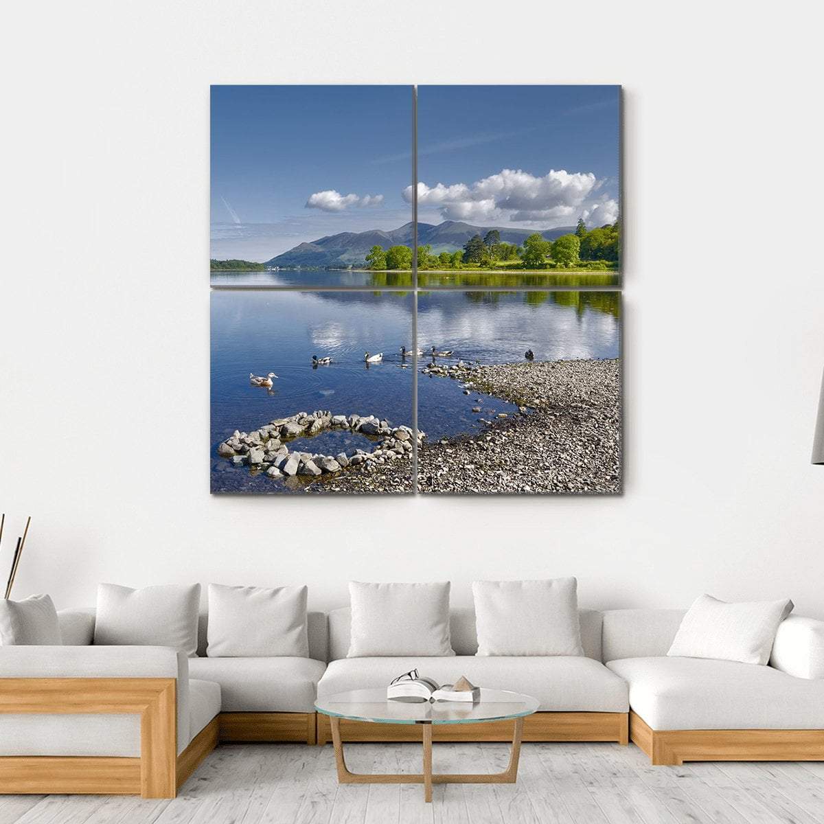 Derwent Water Lake Canvas Wall Art-4 Square-Gallery Wrap-17" x 17"-Tiaracle