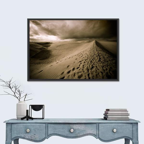 View Of Desert Sand Dune In Night Canvas Wall Art-1 Piece-Floating Frame-24" x 16"-Tiaracle