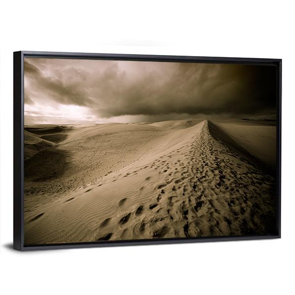 View Of Desert Sand Dune In Night Canvas Wall Art-3 Horizontal-Gallery Wrap-25" x 16"-Tiaracle