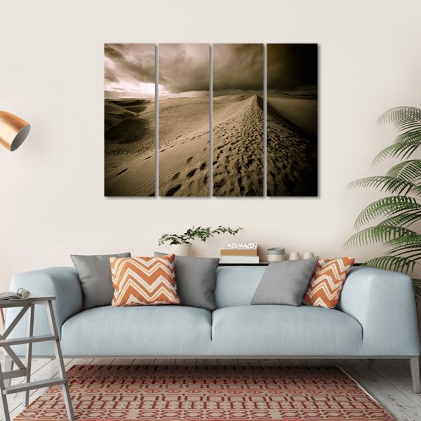 View Of Desert Sand Dune In Night Canvas Wall Art-4 Horizontal-Gallery Wrap-34" x 24"-Tiaracle