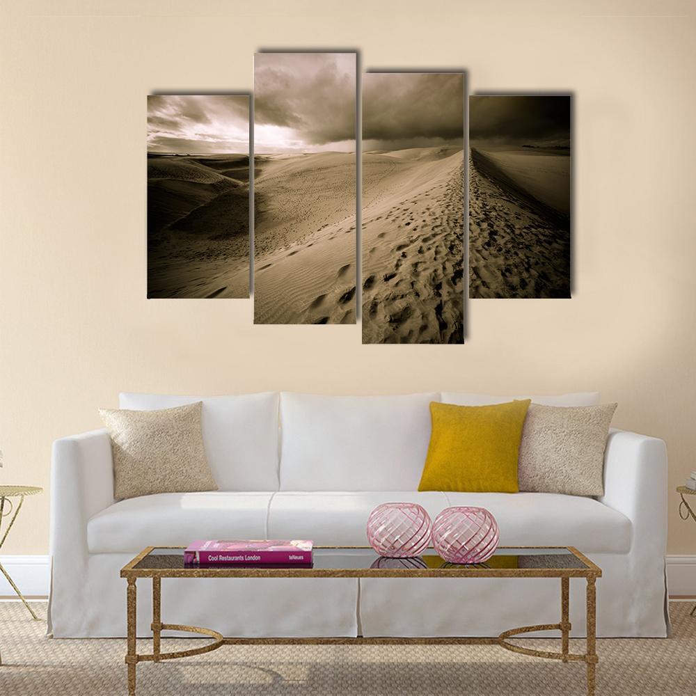View Of Desert Sand Dune In Night Canvas Wall Art-4 Pop-Gallery Wrap-50" x 32"-Tiaracle