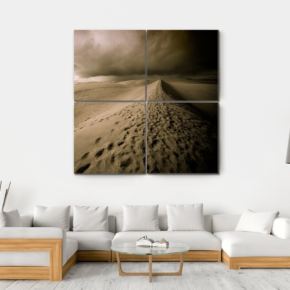 View Of Desert Sand Dune In Night Canvas Wall Art-4 Square-Gallery Wrap-17" x 17"-Tiaracle