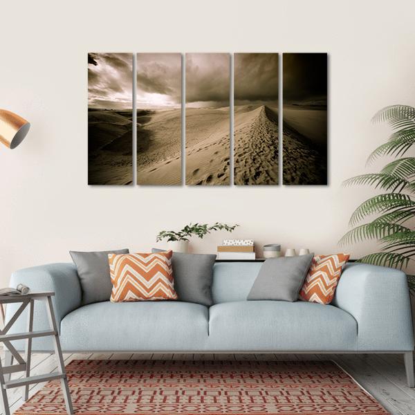 View Of Desert Sand Dune In Night Canvas Wall Art-5 Horizontal-Gallery Wrap-22" x 12"-Tiaracle