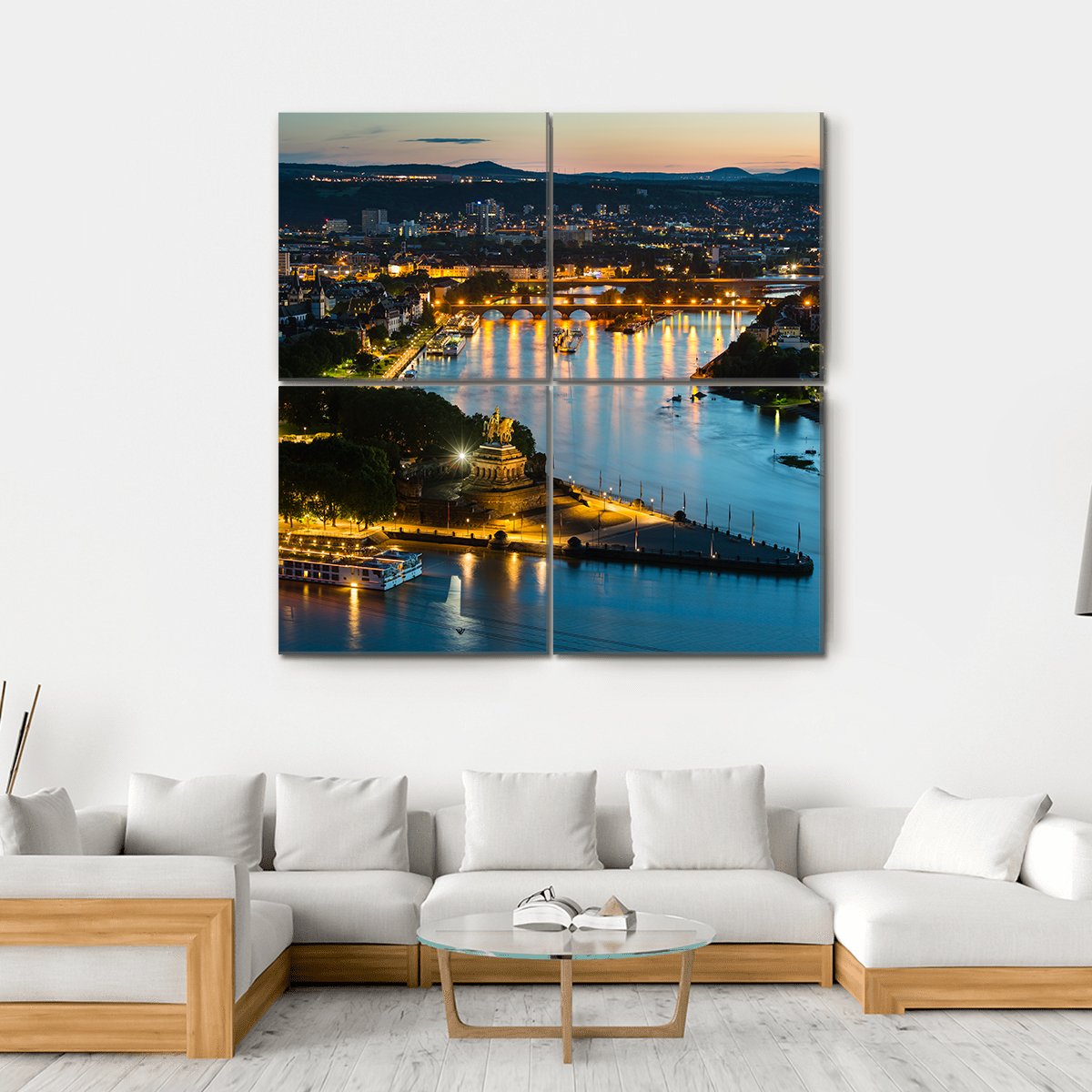 View Of Deutsches Eck Canvas Wall Art-4 Square-Gallery Wrap-17" x 17"-Tiaracle