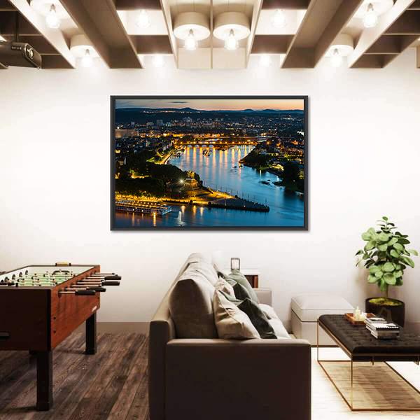 View Of Deutsches Eck Canvas Wall Art-3 Horizontal-Gallery Wrap-25" x 16"-Tiaracle