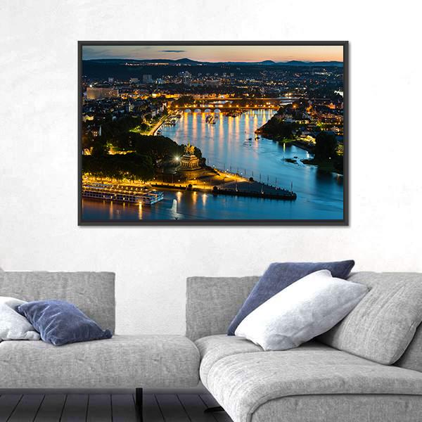 View Of Deutsches Eck Canvas Wall Art-3 Horizontal-Gallery Wrap-25" x 16"-Tiaracle
