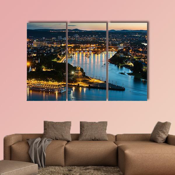 View Of Deutsches Eck Canvas Wall Art-3 Horizontal-Gallery Wrap-25" x 16"-Tiaracle