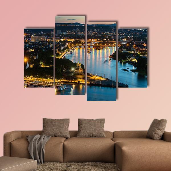 View Of Deutsches Eck Canvas Wall Art-4 Pop-Gallery Wrap-50" x 32"-Tiaracle