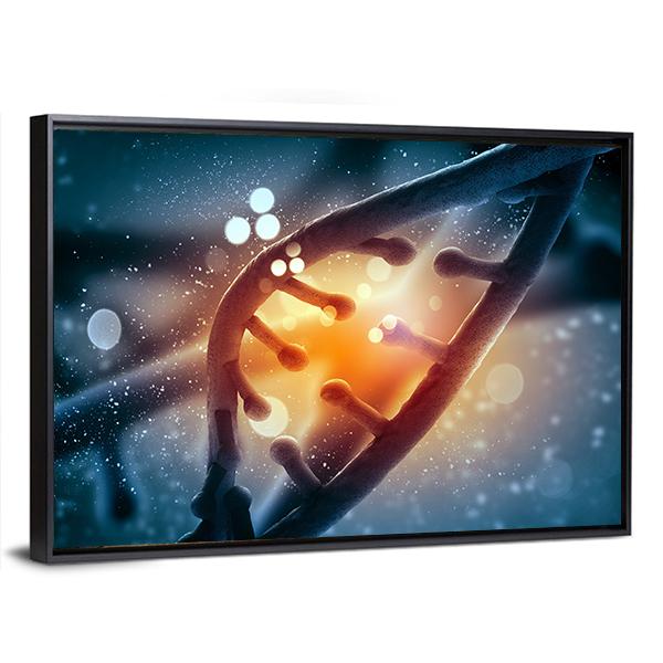 View Of DNA Molecule Canvas Wall Art-3 Horizontal-Gallery Wrap-25" x 16"-Tiaracle