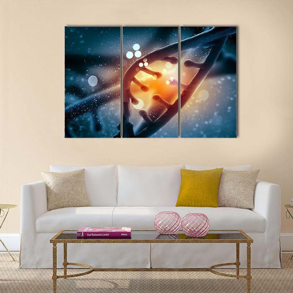View Of DNA Molecule Canvas Wall Art-3 Horizontal-Gallery Wrap-37" x 24"-Tiaracle