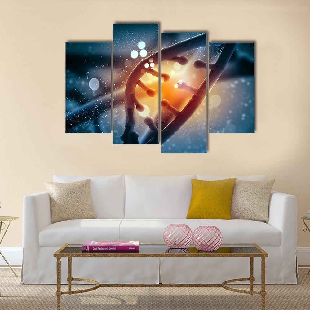 View Of DNA Molecule Canvas Wall Art-4 Pop-Gallery Wrap-50" x 32"-Tiaracle