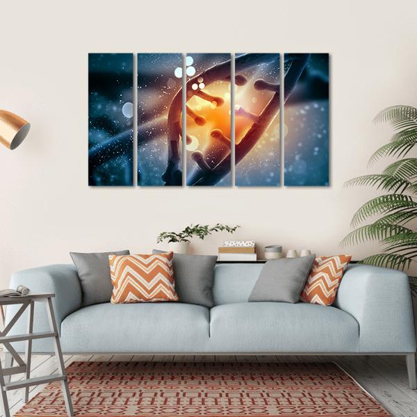 View Of DNA Molecule Canvas Wall Art-5 Horizontal-Gallery Wrap-22" x 12"-Tiaracle