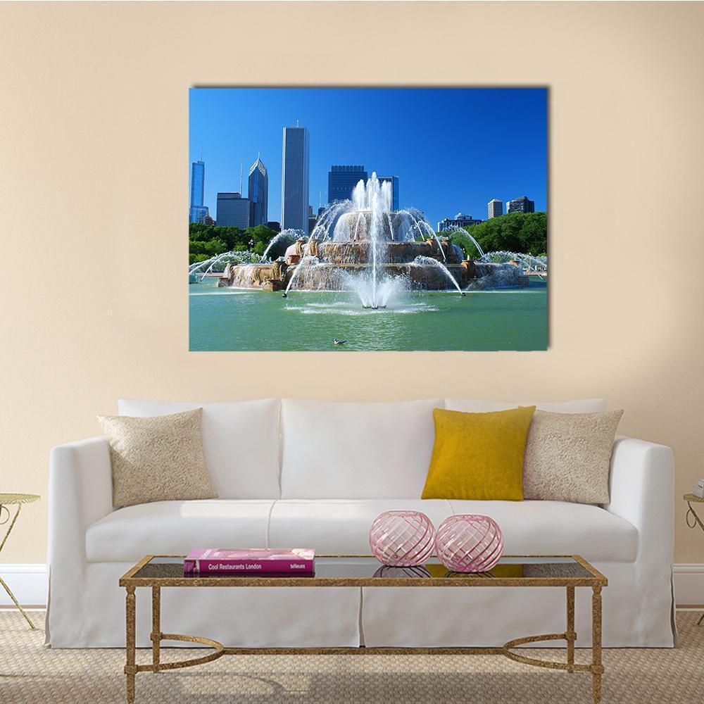 View Of Downtown Of The City Of Chicago Canvas Wall Art-1 Piece-Gallery Wrap-48" x 32"-Tiaracle
