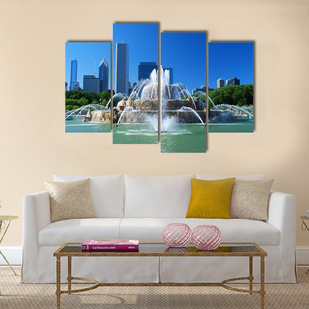 View Of Downtown Of The City Of Chicago Canvas Wall Art-4 Pop-Gallery Wrap-50" x 32"-Tiaracle