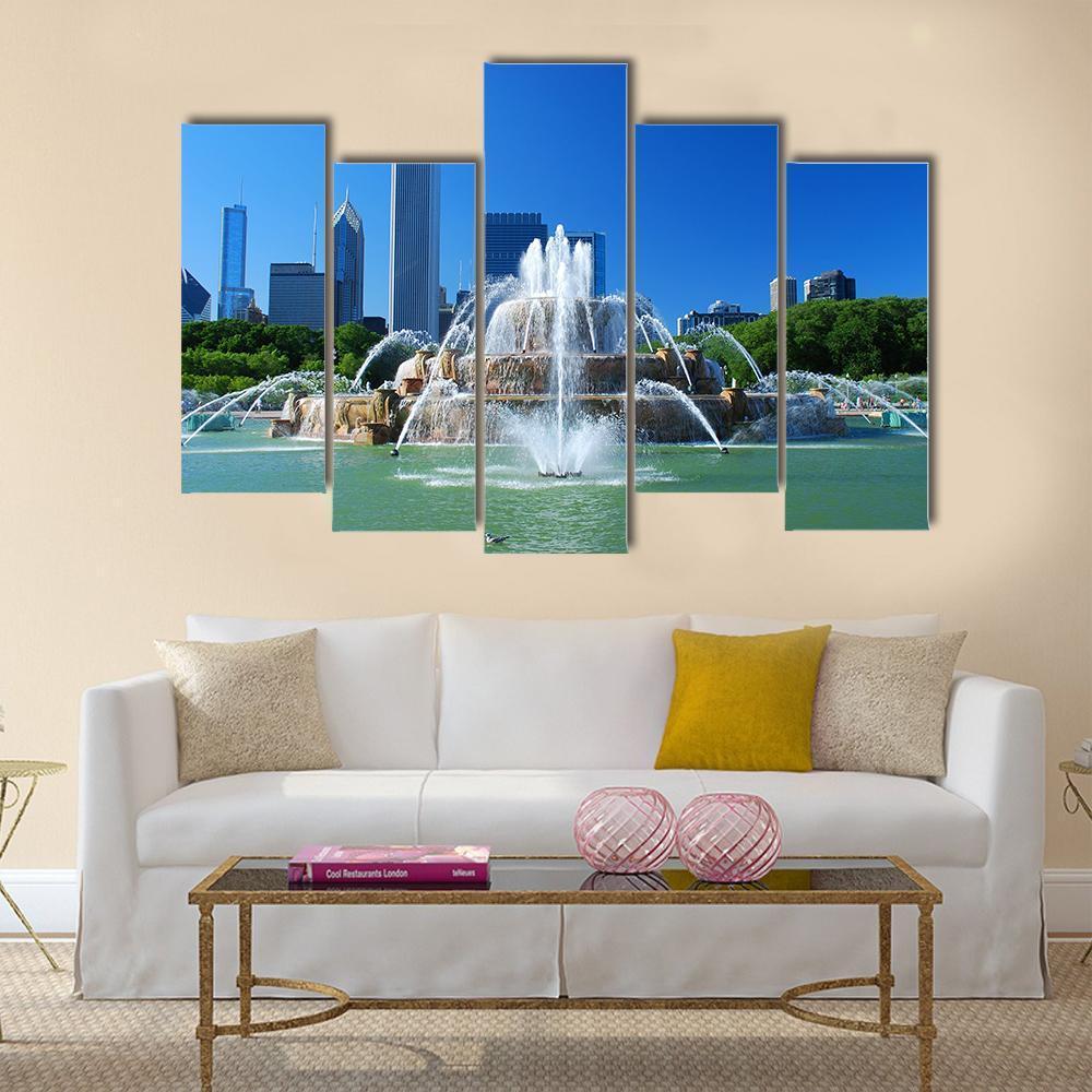 View Of Downtown Of The City Of Chicago Canvas Wall Art-5 Pop-Gallery Wrap-47" x 32"-Tiaracle