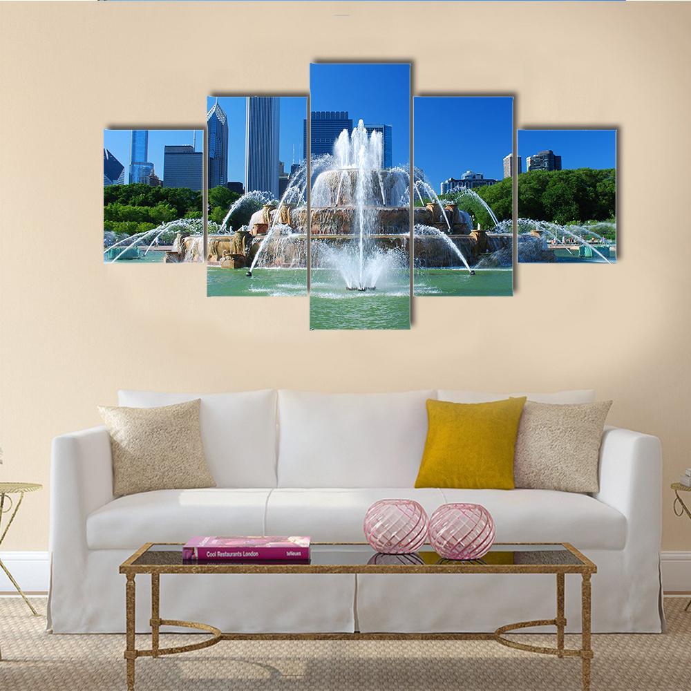 View Of Downtown Of The City Of Chicago Canvas Wall Art-5 Star-Gallery Wrap-62" x 32"-Tiaracle