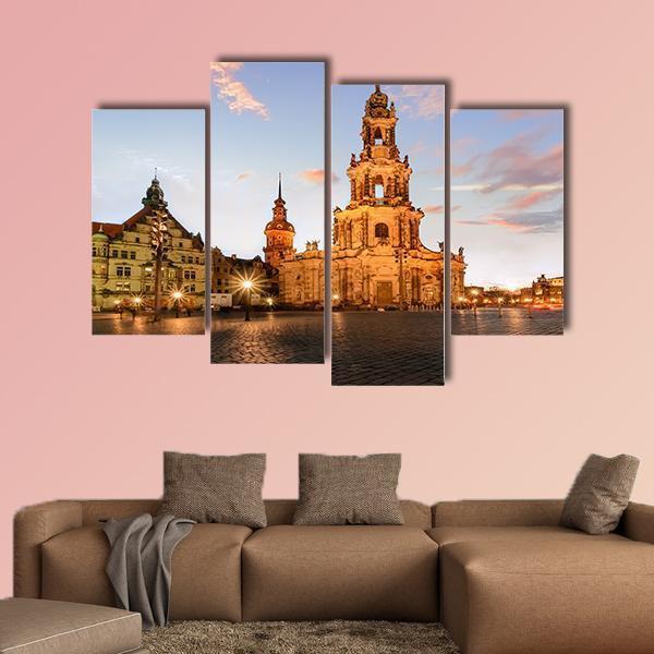 View Of Dresden On Sunset Canvas Wall Art-4 Pop-Gallery Wrap-50" x 32"-Tiaracle