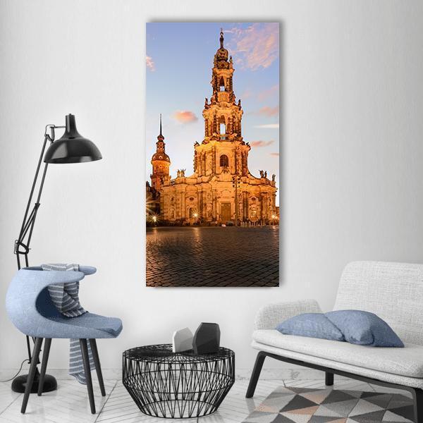 View Of Dresden On Sunset Vertical Canvas Wall Art-1 Vertical-Gallery Wrap-12" x 24"-Tiaracle
