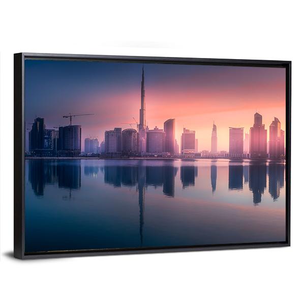 View Of Dubai Business Bay Canvas Wall Art-3 Horizontal-Gallery Wrap-25" x 16"-Tiaracle