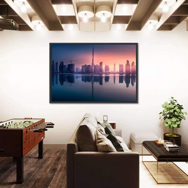 View Of Dubai Business Bay Canvas Wall Art-3 Horizontal-Gallery Wrap-25" x 16"-Tiaracle