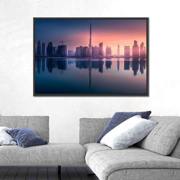 View Of Dubai Business Bay Canvas Wall Art-3 Horizontal-Gallery Wrap-25" x 16"-Tiaracle