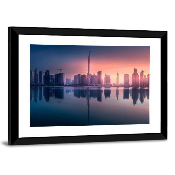 View Of Dubai Business Bay Canvas Wall Art-3 Horizontal-Gallery Wrap-25" x 16"-Tiaracle