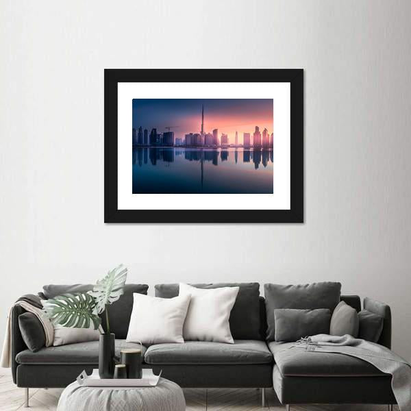 View Of Dubai Business Bay Canvas Wall Art-3 Horizontal-Gallery Wrap-25" x 16"-Tiaracle