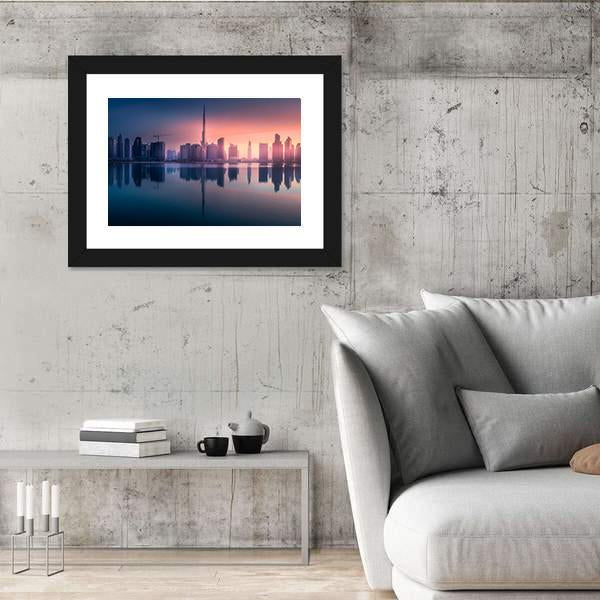 View Of Dubai Business Bay Canvas Wall Art-3 Horizontal-Gallery Wrap-25" x 16"-Tiaracle