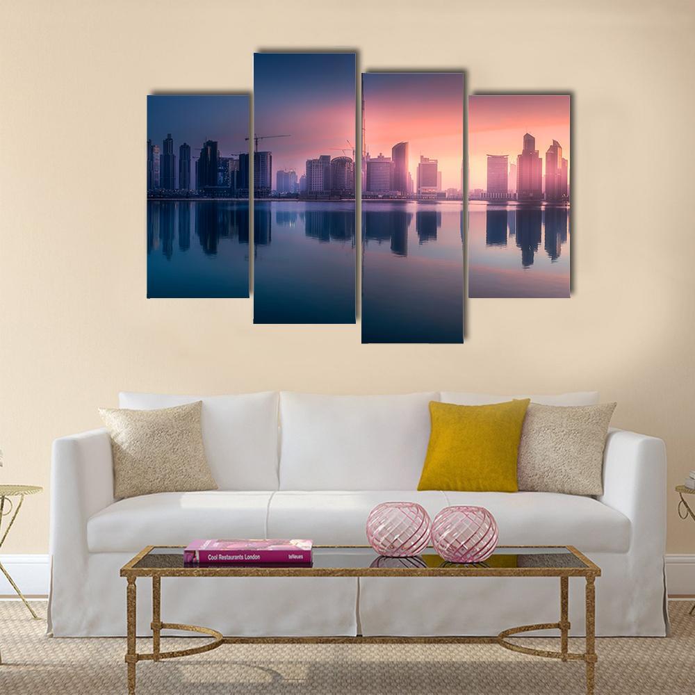 View Of Dubai Business Bay Canvas Wall Art-4 Pop-Gallery Wrap-50" x 32"-Tiaracle