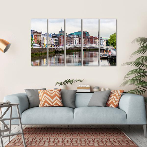 View Of Dublin With The Ha'penny Bridge Canvas Wall Art-5 Horizontal-Gallery Wrap-22" x 12"-Tiaracle