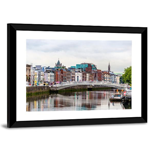 View Of Dublin With The Ha'penny Bridge Canvas Wall Art-3 Horizontal-Gallery Wrap-25" x 16"-Tiaracle