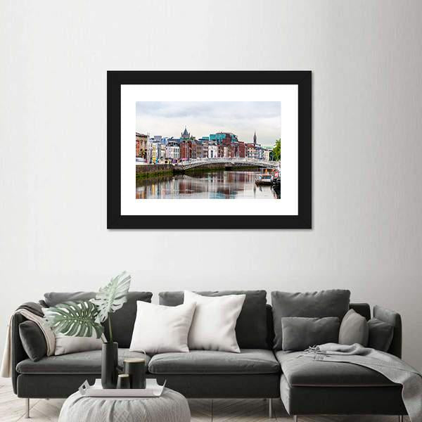 View Of Dublin With The Ha&#39;penny Bridge Canvas Wall Art-3 Horizontal-Gallery Wrap-25&quot; x 16&quot;-Tiaracle