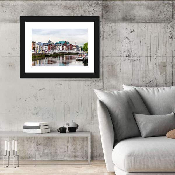 View Of Dublin With The Ha'penny Bridge Canvas Wall Art-5 Horizontal-Gallery Wrap-22" x 12"-Tiaracle
