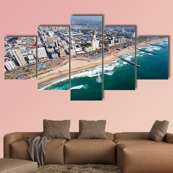 View Of Durban In South Africa Canvas Wall Art-5 Star-Gallery Wrap-62" x 32"-Tiaracle