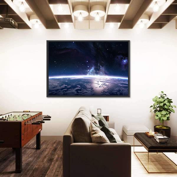 View Of Earth From Space Canvas Wall Art-3 Horizontal-Gallery Wrap-25" x 16"-Tiaracle