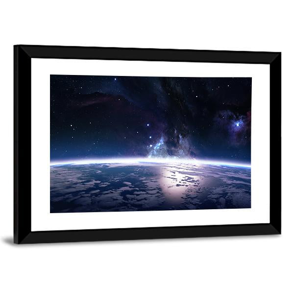 View Of Earth From Space Canvas Wall Art-3 Horizontal-Gallery Wrap-25" x 16"-Tiaracle