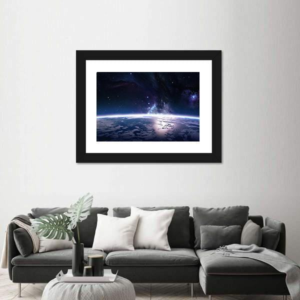 View Of Earth From Space Canvas Wall Art-3 Horizontal-Gallery Wrap-25" x 16"-Tiaracle