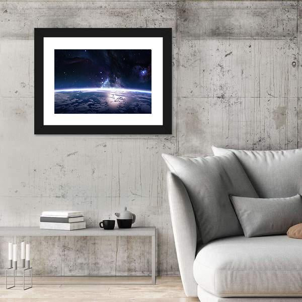 View Of Earth From Space Canvas Wall Art-3 Horizontal-Gallery Wrap-25" x 16"-Tiaracle