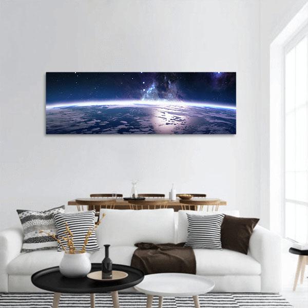 View Of Earth From Space Panoramic Canvas Wall Art-1 Piece-36" x 12"-Tiaracle